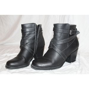 Black leather booties